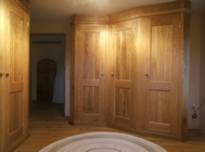 Panorama of Dressing Room showing both Oak Wardrobes